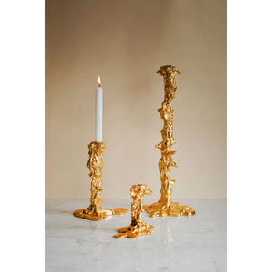 Bougeoir en métal doré brillant - Product Image 5