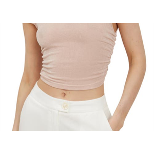 Top Corto da Donna 4th Reckless XS Nude Aylin Senza Spalline, in Tessuto Traspirante Lavorato a Maglia con Decorazioni in Pizzo e Arricciature - Product Image 3