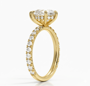 แหวนหมั้นเพชรทรงลูกแพร์ Sweetbriar พร้อมวงแหวนแบบ Halo Pave สำหรับคอลเลกชันโรแมนติกสำหรับผู้หญิง เพชรที่เพาะเลี้ยงในห้องปฏิบัติการ - Product Image 3