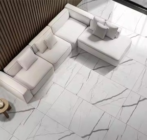 Carrelage de sol en céramique poli noir aspect marbre blanc marin 60x120 cm Carreaux émaillés en porcelaine Résistant à l'humidité brillant - Product Image 6