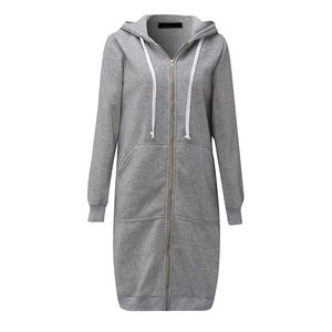 2025 Women's Winter Fleece <b>Hoody</b> Long Mid-Length Plain Printed <b>Full</b> <b>Zip</b> <b>Hoodie</b> with Front Logo Plus Size Wholesale - Product Image 1