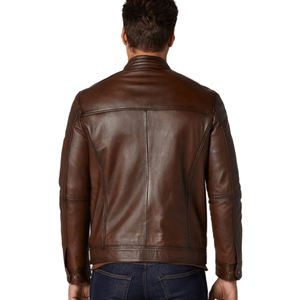 Chaqueta de Invierno para Hombre de Piel de Oveja, Manga Larga, Cuello Alto, Estilo Motero, Cierre de Cremallera, Impermeable y Resistente al Viento - Product Image 5