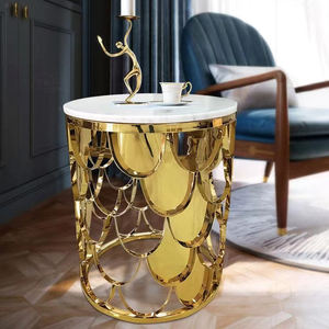Canapé rond pliable petit thé nordique salon maison hôtel luxe blanc doré <span class=keywords><strong>table</strong></span> de nuit <span class=keywords><strong>coin</strong></span> tables d'appoint pour villa - Product Image 2