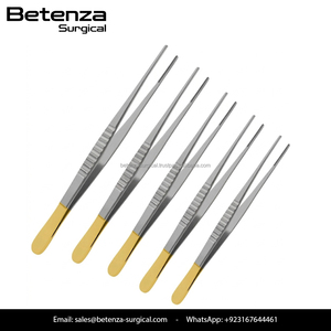 Pince à tissus DeBakey en acier inoxydable allemand, droite, 150 mm, à pointe fine, atraumatique, pour prélèvement vasculaire, avec embout de pouce - Product Image 3