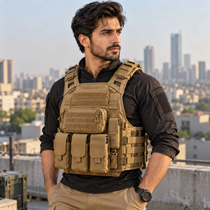 Men <b>Tactical</b> <b>Vest</b> Made With Durable Polyester Fabric Lightweight Construction Multiple Utility Pockets Secure Front Closure - Product Image 1