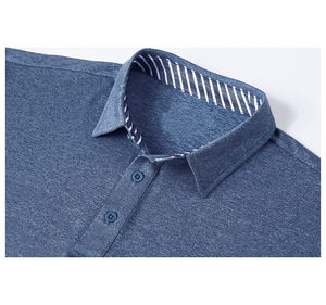 Chemise ajustée unie en coton biologique pour hommes, t-shirts de sport vierges à col anti-rides les plus vendus - Product Image 4