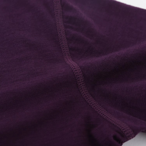 Camiseta Corta Personalizada de Color Morado Oscuro para Mujer, Cuello en V, Manga Corta, Algodón, Corte Holgado Informal, Lisa, OEM, ODM, Venta al Por Mayor - Product Image 4