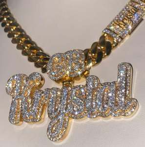 Nouvelle Mode Moissanite Hip Hop Nom Pendentif En Argent Sterling GRA Certifié Pass Diamant Testeur Pendentif Personnalisé Diamant Charme - Product Image 2