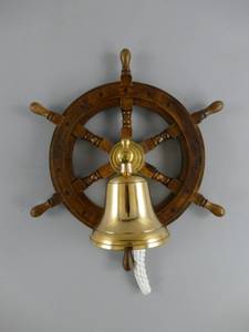 ล้อเรือไม้สักทำด้วยมือพร้อมกระดิ่งทองเหลืองขัดเงาสวยงามสำหรับตกแต่งบ้านโดยหัตถกรรมคาลวิน - Product Image 3
