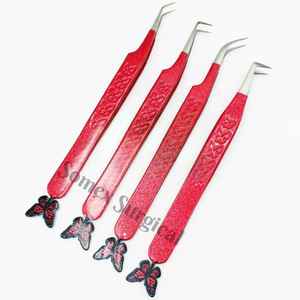 Pinzas de Punta de Fibra de Alta Calidad para Pestañas, Acero Inoxidable con Dijes de Mariposa - Product Image 3