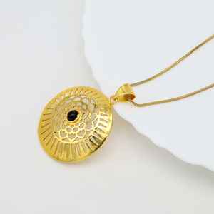 2024 nueva moda encantos joyería elegante redondo negro obsidiana piedra preciosa latón colgante collar Original energía colgante 18K oro - Product Image 5