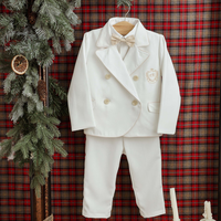 Ensemble Arthur-Gilet et gilets blancs brodés de qualité supérieure 4 pièces pour tout-petits garçons Longues occasions spéciales et fêtes-ODM Supply