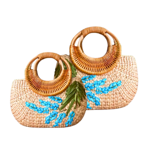 BOLSO DE MANO DE AGUA JACINTO Hecho a mano de primera calidad Bolsos de mujer Monederos Moda elegante y sostenible para consumidores con conciencia ecológica - Product Image 1