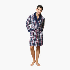 Albornoces Personalizados de Lujo para Hombre, de Algodón de Rizo a Cuadros, Largos, para Spa, Venta al por Mayor, OEM, ODM, Tallas Grandes, Suaves, Transpirables, Ropa de Dormir para el Hogar - Product Image 2
