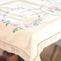 Nappe de mariage personnalisée brodée en gros, tissu coton-lin, couleur personnalisable, réutilisable, imperméable