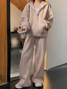 Women's 100% Cotton Fleece Zip Hoodie Printed Embroidery Loose Fit Winter Streetwear Casual Blank Custom Wholesale - Product Image 5