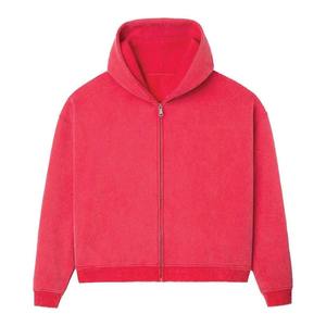 Nouveau sweat à capuche brodé de luxe personnalisé Streetwear sweat à capuche polaire blanc vintage surdimensionné lavage à l'acide soleil délavé en détresse sweat à capuche zippé - Product Image 2