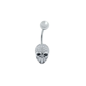 Piercing al Naso con Teschio in Acciaio Chirurgico 316L con Microsetting, Zirconia Cubica 5mm, Gioielli alla Moda, Anelli per Ombelico con Motivo a Sfera e Diamante - Product Image 1