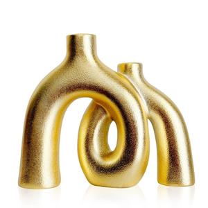 Jarrón de Flores y Plantas Dorado de Diseño Artesanal Personalizado, Ideal para Decoración del Hogar, Decoración Interior y Diseño Artesanal - Product Image 2