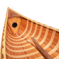 K034M Canot en bois artisanal léger à coque courbée, finition mate, 1 personne, décor nautique vintage, uniquement pour exposition, thème maritime