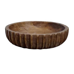 Cuenco moderno de madera de acacia tallado a mano para frutas y ensaladas, forma redondeada, cuenco de madera de calidad duradera para servir hoteles y restaurantes - Product Image 1