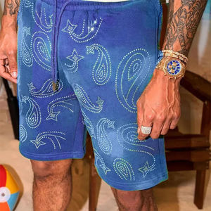 Pantalones cortos de gimnasio de cintura media para mujer personalizados del fabricante, pantalones cortos deportivos informales de peso pesado lavado ácido 100% algodón Vintage Raw Hem patrón sólido - Product Image 5