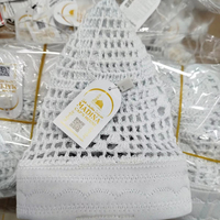 Gorro de Oración Musulmán de Malla Tejida a Mano Personalizable, Kufi Kopiah, 100% Algodón Premium, Ajustable, Ecológico