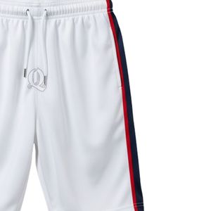 Shorts de Floorball Blancs en Gros avec Bandes Latérales Bleu Marine et Rouge, Légers en Polyester, Vêtements de Sport Unisexe pour l'Entraînement - Product Image 4