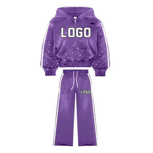 ชุดกีฬาผ้าฝ้ายขนแกะสไตล์สตรีทแวร์ชุดวิ่งออกกำลังกายสำหรับผู้ชายชุดวอร์มซักกรด DTG เฮฟวี่เวทกำหนดได้เอง - Product Image 6