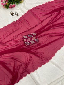 Designer indien Séquence Saree / Sari Femmes Lisse Georgette Paillettes Sarees Fête Festival Mariage Porter KUNJ CREATION Moderne - Product Image 5