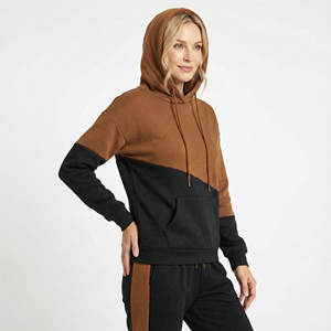 Sudaderas con Capucha para Mujer Hechas a Medida OEM, Diseño Elegante con Bloques de Color, Ajuste Casual y Relajado, Hombros Caídos, Bolsillo Tipo Canguro - Product Image 2