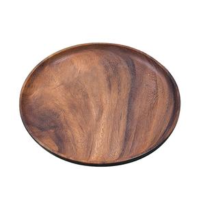 Assiette de présentation en bois massif nature en gros plateau de service de fruits rond en bois d'acacia - Product Image 4