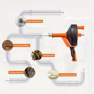 Déboucheur électrique et manuel robuste pour canalisations, avec adaptateur pour perceuse et gants, pour un nettoyage et un débouchage efficaces des tuyaux - Product Image 1