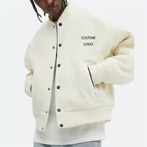 Veste d'université vintage personnalisée pour hommes hiver chenille broderie lettre style simple boutonnage col montant inspiré du lycée - Product Image 1