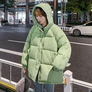 Veste polaire courte d'hiver pour femmes grande taille manteau rembourré en coton à coupe ample tissu polaire imprimé solide tricoté étudiants Bomber - Product Image 5