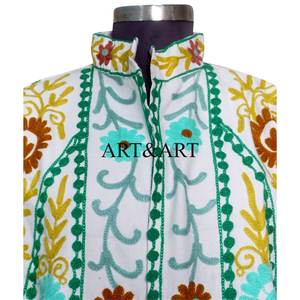 Vintage Indian Suzani Embroidered Breathable Eco-Friendly Cotton Women's Elegant Short Winter Quilted Jacket Duck Fabric Suzani - Product Image 3