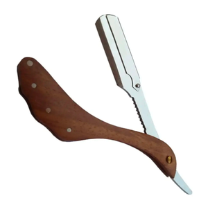 Maquinillas de afeitar de peluquero de alta calidad ANAAIF, mango de madera elegante, logotipo personalizado, hoja afilada para depilación corporal, hecho de Metal pakistaní - Product Image 3