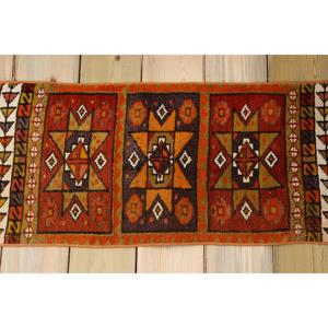 Tapis vintage 1,2 x 3 pieds, tapis turc en laine à imprimé animalier orange - Product Image 2