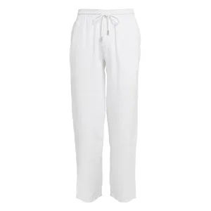 Pantalones con cordón de lino de Color blanco de moda de Material de algodón de alta calidad SOS para pantalones con bolsillos exteriores para hombres