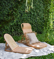 Chaise en rotin pliable artisanale avec dossier réglable Siège bas portable pour la relaxation intérieure et extérieure du Vietnam