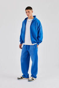 Sweat à capuche zippé personnalisé et jambe large en coton éponge doux épais deux pièces survêtement pour hommes Streetwear hommes survêtements - Product Image 4