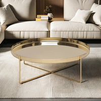Table basse moderne minimaliste en or poli Design européen Plateau supérieur amovible Chambre à coucher Bureau à domicile Métal Tables arabes classiques