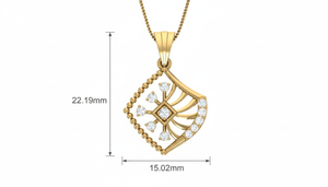 จี้ทอง 14K ประดับเพชร ดีไซน์คริสตัลกริด ทันสมัย |   เพชรทรงบริลเลียนต์ 0.16 กะรัต - Product Image 2