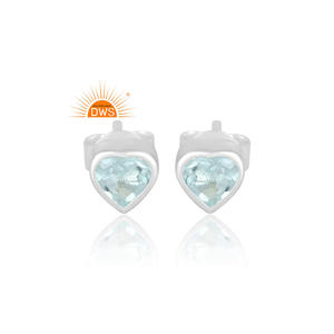 Vente chaude 925 Sterling Silver Naturel Bleu Topaze Pierres Précieuses Boucle D'oreille Bijoux Personnalisés Pour Les Femmes Cadeau Pour Elle - Product Image 1