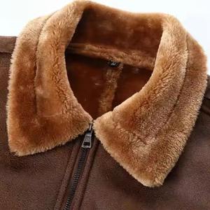 แจ็กเก็ตหนังผู้ชายพร้อมปลอกคอขนสัตว์ดีไซน์ยอดนิยมเสื้อแจ็คเก็ตหนังระบายอากาศสีตามสั่ง - Product Image 2