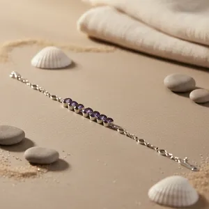 Women's 925 Silver Amethyst Tennis Bracelet Classic Channel Setting Everyday Wear Jewelry - Product Image 2