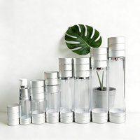 Flacon cosmétique sans air de luxe vide en or, argent et rose avec pompe à lotion en plastique, flacons d'émulsion pour le visage en plastique AS de haute qualité