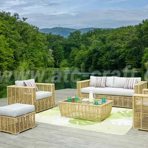 Chất Lượng Cao Hiện Đại Đơn Giản Sofa L-Hình Dạng Poly Tre Wicker Đồ Nội Thất Ngoài Trời Cho Patio Vườn Khu Nghỉ Mát Sử Dụng