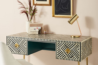 Mesa de consola con incrustaciones de hueso de madera maciza WONDER OVERSEAS, escritorio Floral para ordenador portátil o entrada de sala de estar, muebles elegantes para estación de trabajo