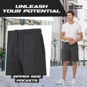 Pantalones cortos deportivos de ultra rendimiento para hombre, ropa deportiva para exteriores, paquete de 3, pantalones cortos informales para entrenamiento en el gimnasio con bolsillos con cremallera, teñido liso - Product Image 2
